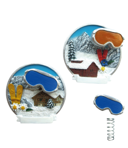 Souvenir Magnet Winter Landschaft oval 2fach sortiert