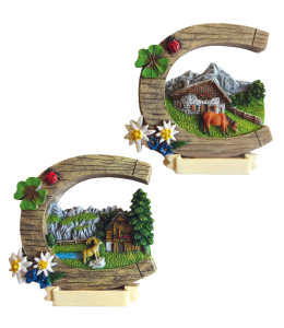Souvenir Magnet Sommer Glückshufeisen mit Landschaft 2sort