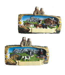 Souvenir Magnet Sommer Landschaft mit Holzrahmen 2ach sort