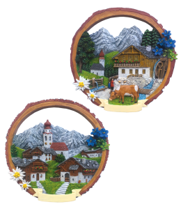 Souvenir Wanddeko Sommer mit Holzrand 15cm 2 fach