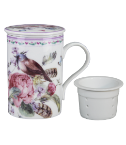 Porzellan Teetasse Vögel & Blumen