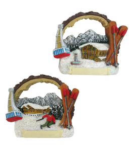 Souvenir Magnet Winter Landschaft mit Holzrahmen 2fach sort