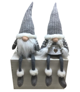 Glückswichtel 45cm Boy & Girl Hängefüsse " Grau "