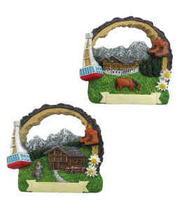 Souvenir Magnet Sommer Landschaft mit Holzrahmen 2fach sort
