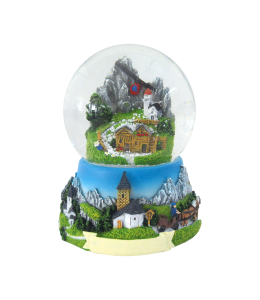 Souvenir Schneekugel Alpen Sommer & Schleife 45mm