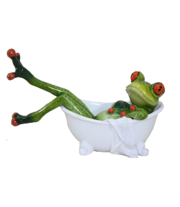 "Happy Frogs" 16x11 cm in der Badewanne