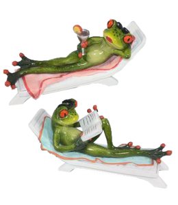 "Happy Frogs" 19x10 cm Paar auf Liegestuhl 2 fach sortiert