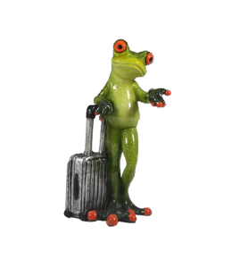 "Happy Frogs" 16x10 cm Mann mit Reisekoffer