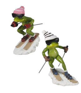 "Happy Frogs" 15x13 cm Skifahrer 2 fach sort.