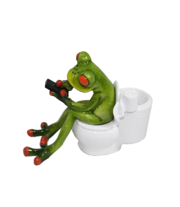 "Happy Frogs" 14x12 cm auf dem Klo mit Handy