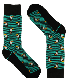 "Crazy Socks" One Size motivo uccello tropicale striato