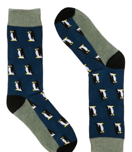 "Crazy Socks" One Size motivo pinguino blu scuro