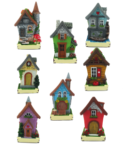 Souvenir bunte Häuschen Mini 6cm mit Schleife 8 fach sort.