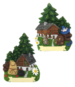 Souvenir Magnet Sommer Bauernhof im Wald 2fach sort.