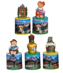 Kuhstimme mit Miniaturen Südtirol-Dolomiti o. Ortsnamen
