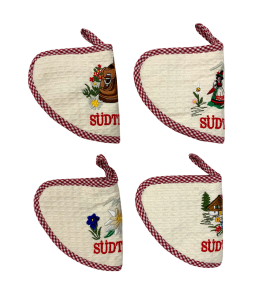 Topflappen gefaltet SÜDTIROL mit 4 Motiven sort. 20x20cm
