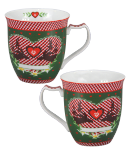 Porcellan Tasse Motiv : Hirsch 10cm rot & grün