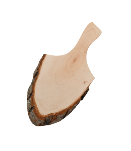 Holzspeckbrett mit Griff & Rinde 30-35 cm