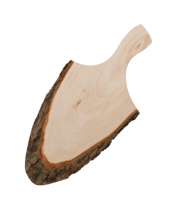 Holzspeckbrett mit Griff & Rinde 35-40 cm