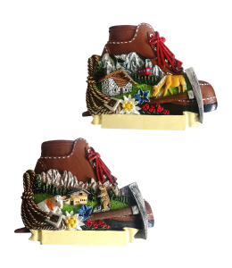 Souvenir Magnet Sommer Bergschuh 2fach sort.