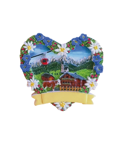 Souvenir Magnet Sommer Alpenlandschaft Herz & Schleife