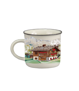 Espresso Tasse Alpenlandschaft Porzellan 5,5cm weiß