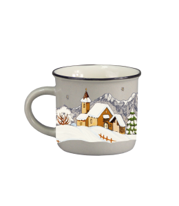 Espresso Tasse Winterlandschaft Winter Porzellan 5,5cm grau