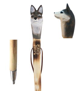 Wanderstock aus Holz Wolf 120cm