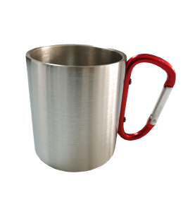 Tasse metall mit Karabiner rot 300ml