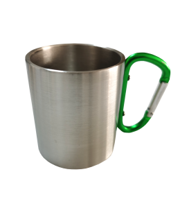 Tasse metall mit Karabiner grün 300ml