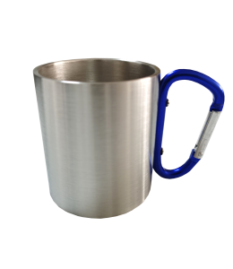 Tasse metall mit Karabiner blau 300ml