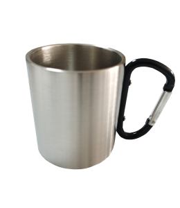 Tasse metall mit Karabiner schwarz 300ml