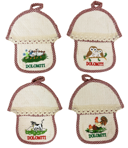 Topflappen Pilz DOLOMITI mit 4 Motiven sort. 20x22cm