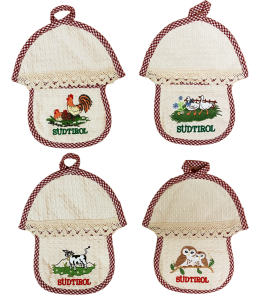 Topflappen Pilz SÜDTIROL mit 4 Motiven sort. 20x22cm