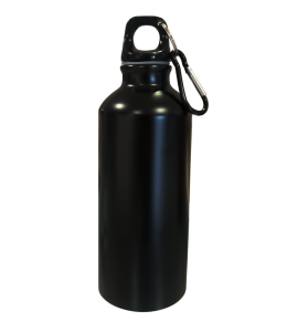 Trinkflasche aus Aluminium 500ml SCHWARZ mit Karabiner