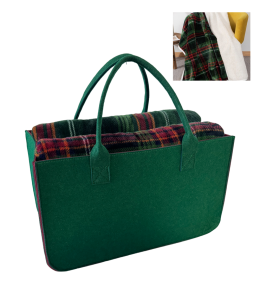Decke Super Soft 130x160cm in Filztasche 40x24x20 grün