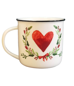 Kaffeetasse Porzellan mit Herz & Hirsch 9 cm weiß