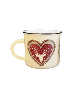Espresso Tasse Herz & Hirsch braun Porzellan 5,5cm beige