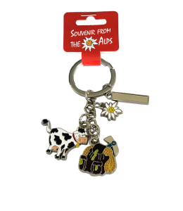 Schlüsselanhänger Wanderrucksack, Kuh und Edelweiss