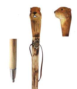 Wanderstock aus Holz Murmeltier 95cm