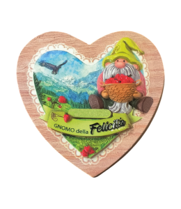 Magnet Sommer Holzherz "Gnomo della Felicità" 8x8 cm