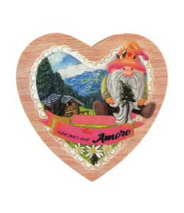 Magnet Sommer Holzherz "Gnomo dell Amore" 8x8 cm