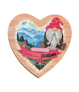 Magnet Sommer Holzherz "Gnomo della Fortuna" 8x8 cm