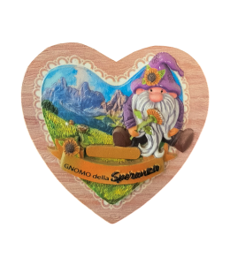Magnet Sommer Holzherz "Gnomo della Speranza" 8x8 cm