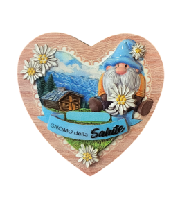 Magnet Sommer Holzherz "Gnomo della Salute" 8x8 cm