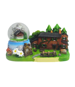 Souvenir Schneekugel 35 mm Sommerlandschaft & Bauernhof