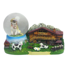 Souvenir Schneekugel 45 mm Sommerlandschaft & Bauernhof