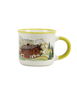 Espresso Tasse Alpenlandschaft 6 cm mit Henkel dunkelgelb