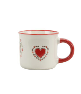 Espresso Tasse Herz rot 6 cm mit Henkel rot
