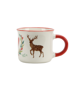 Espresso Tasse Herz & Hirsch 6 cm mit Henkel rot
